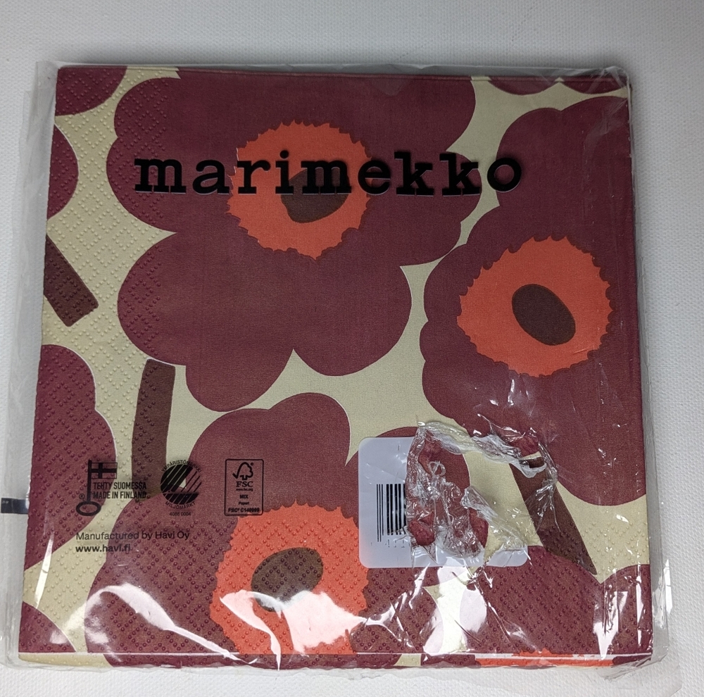 Marimekko 2 Pack Res Unikko Paper napkins 33x33cm 6.5" Dining Retro Floral - Picture 3 of 7